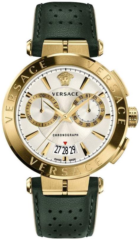 versace manifesto black dial leather strap men's watch|Versace Men's Swiss V.